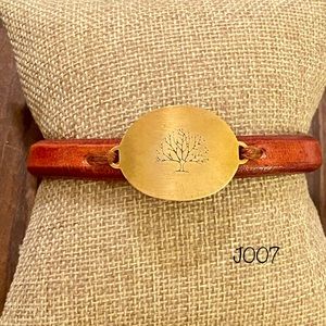 Tree of Life Brown Leather Bracelet Gold Magnetic clasp J007